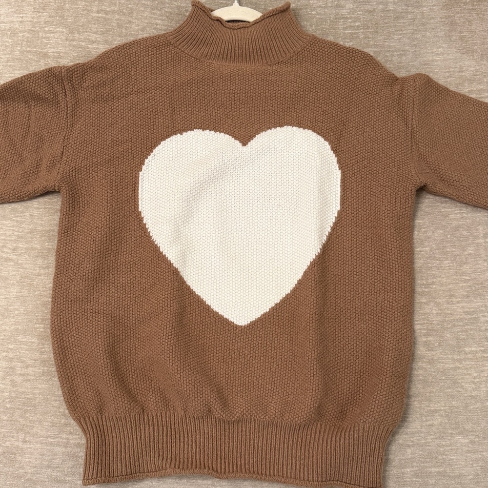 Heart Pattern Brown Sweater - Picture 6 of 9